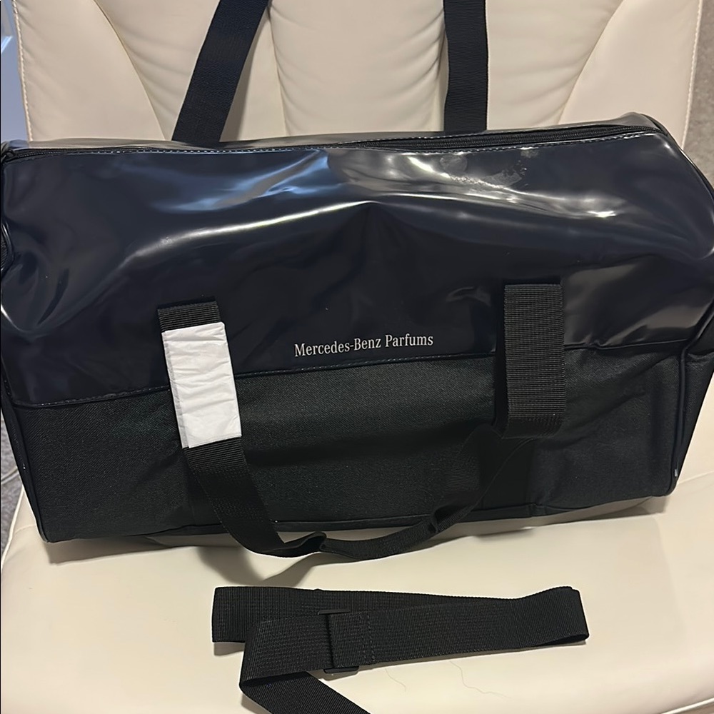 NWOT Black Duffle Travel Bag by Mercedes Benz Parfums (small flaw from sticker)
